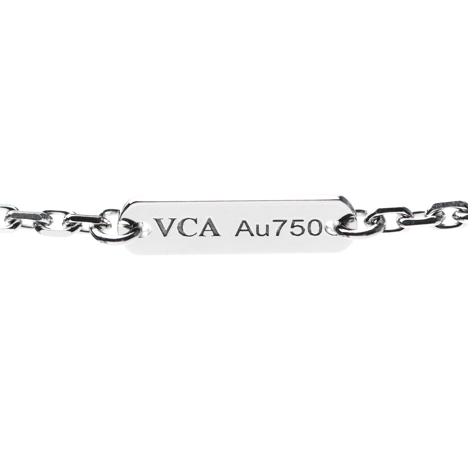 Van Cleef & Arpels 18K White Gold Chalcedony Vintage Alhambra Pendant Necklace 5 of 6