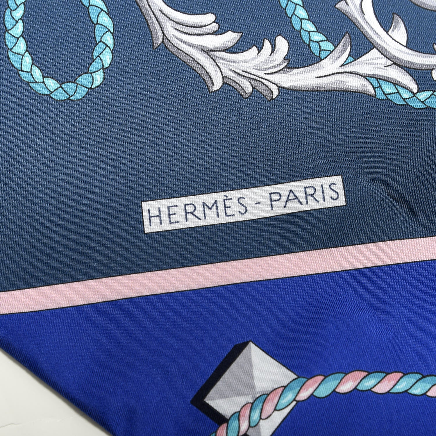 Hermes Silk Les Cles Twilly Scarf Royal Bleu Petrol Sky Bleu 3 of 9