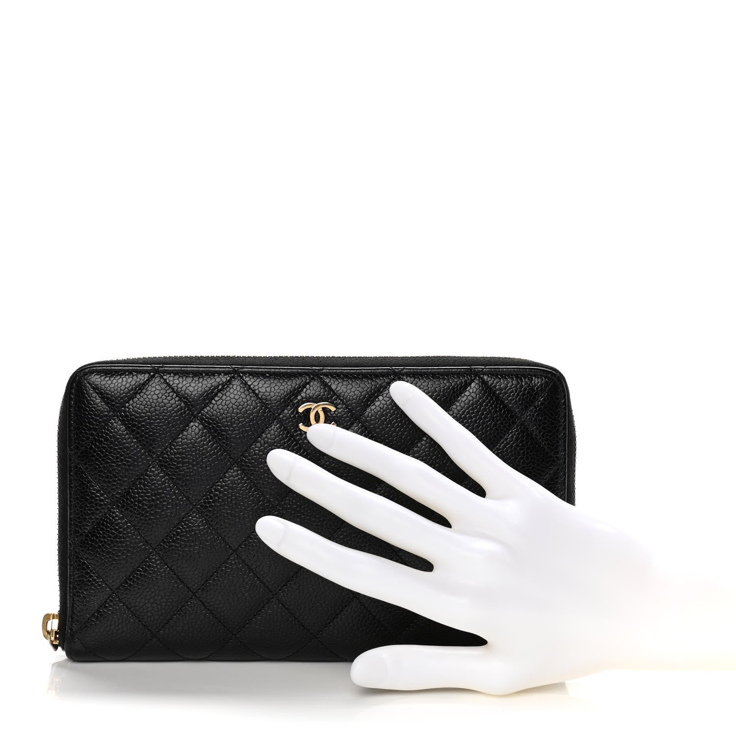 Chanel Caviar Quilted Large Zip Around Organizer Wallet Black 2 of 13