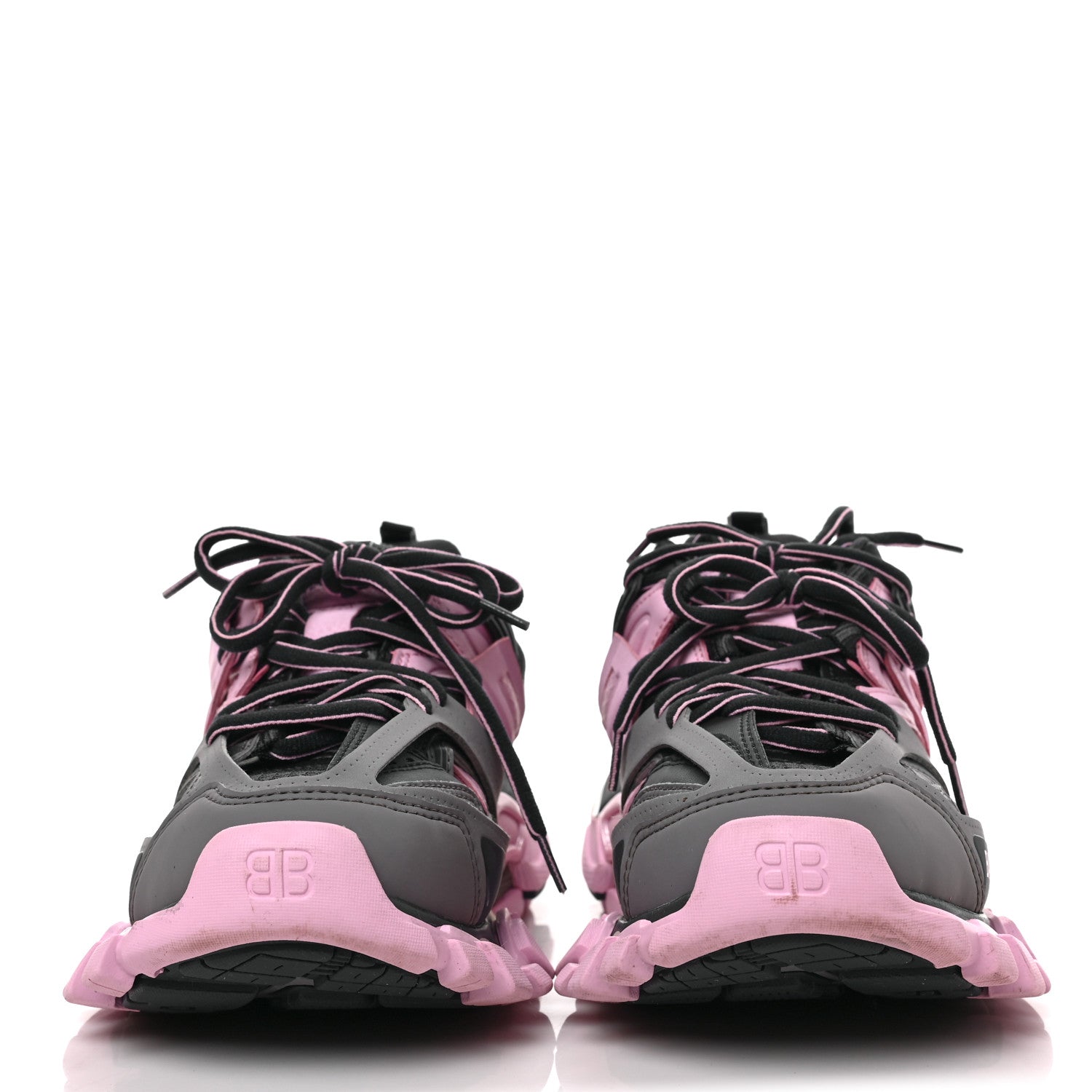 Balenciaga Mesh Rubber Tri-Color Womens Track Sneakers 35 Dark Grey Pink Grey 2 of 8