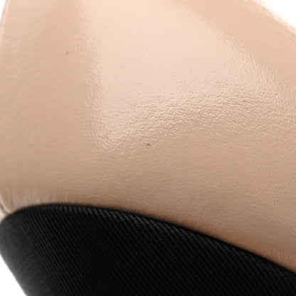 Chanel Shiny Calfskin Grosgrain Cap Toe CC Pearl Pumps 37 Beige Black 11 of 15
