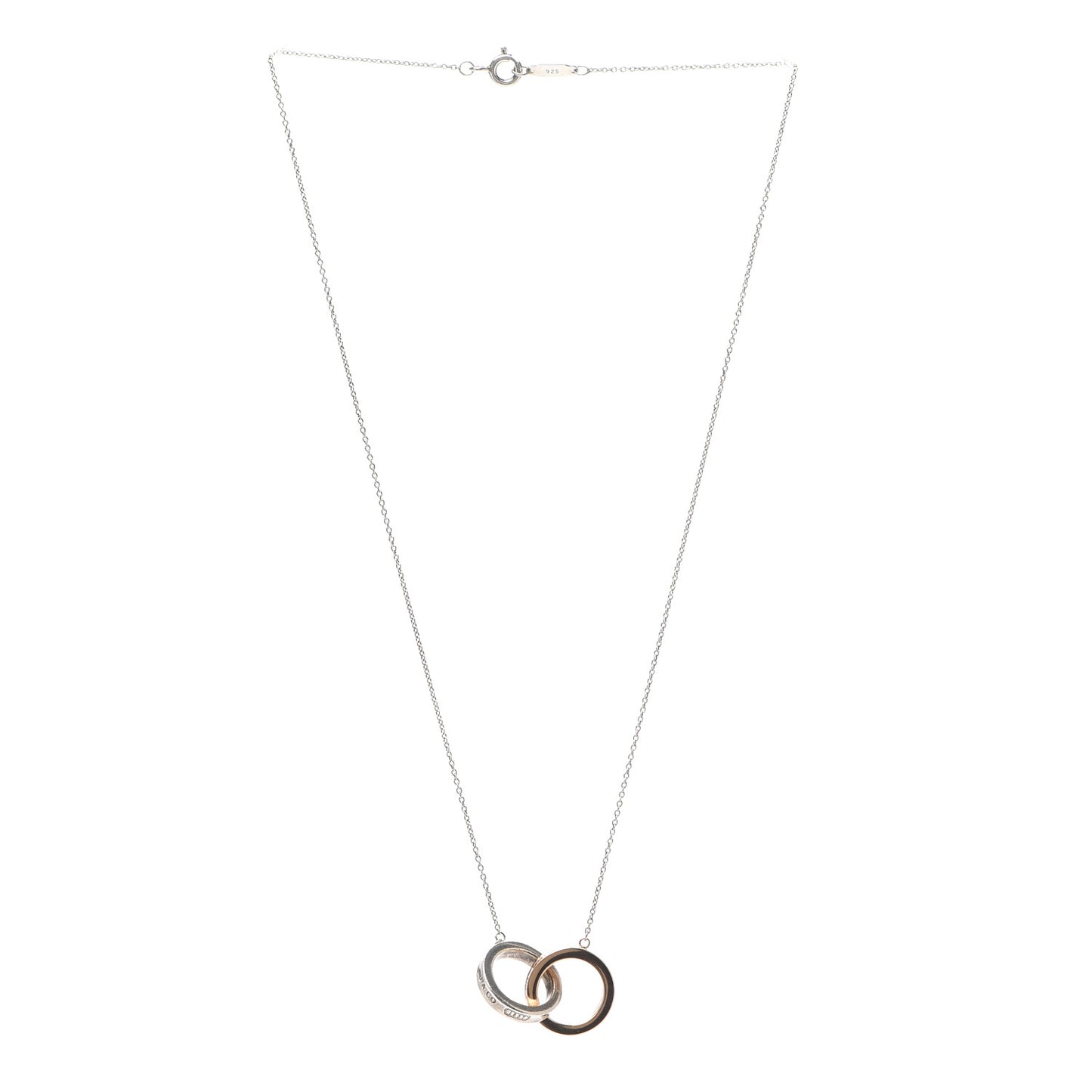 Sterling Silver 18K Yellow Gold 1837 Interlocking Circles Pendant Necklace