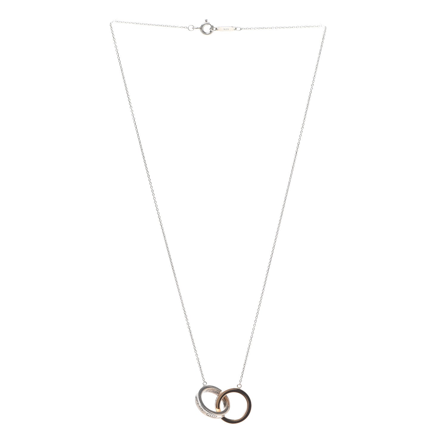 Tiffany Sterling Silver 18K Yellow Gold 1837 Interlocking Circles Pendant Necklace 3 of 5