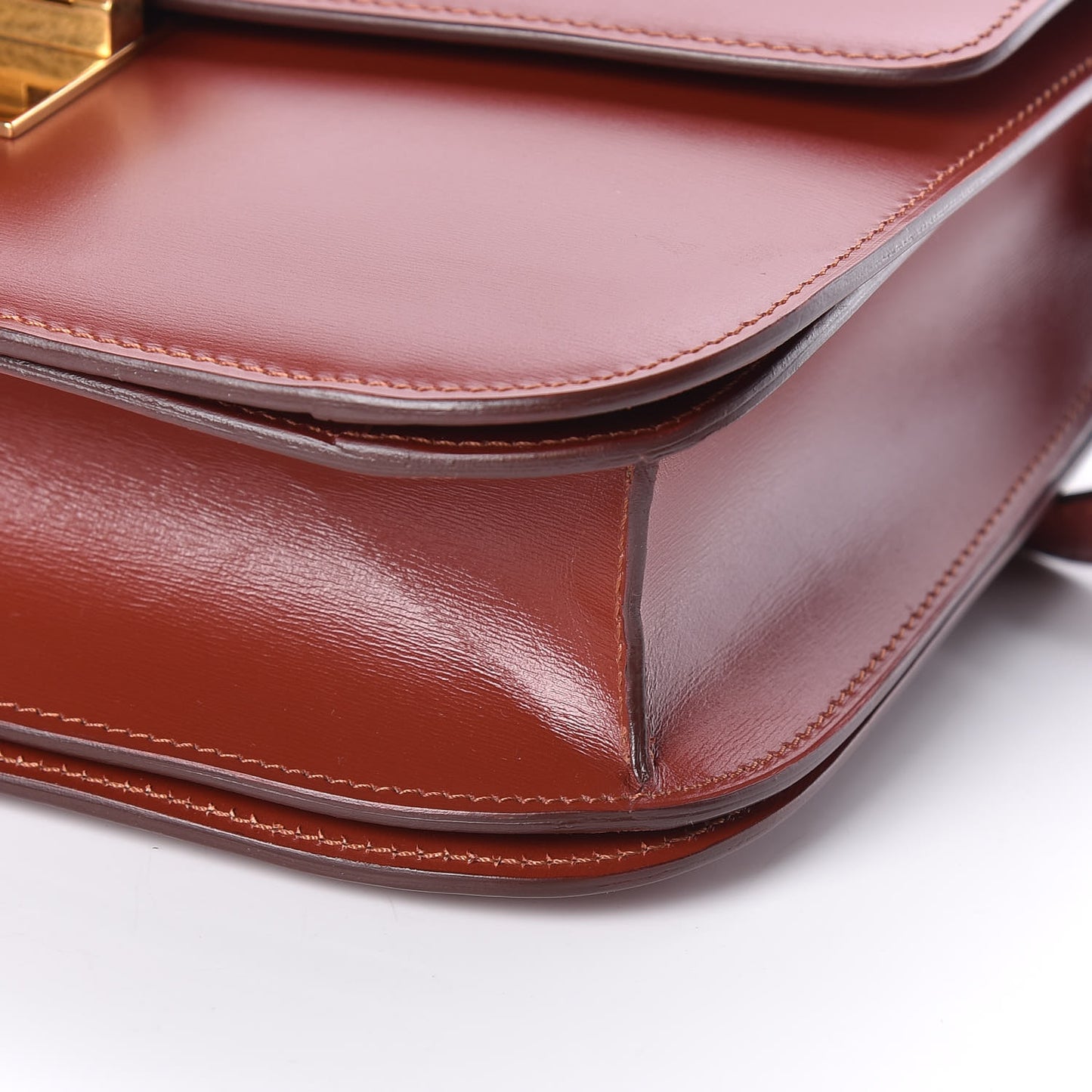 Box Calfskin Medium Classic Box Flap Bag Dark Brick
