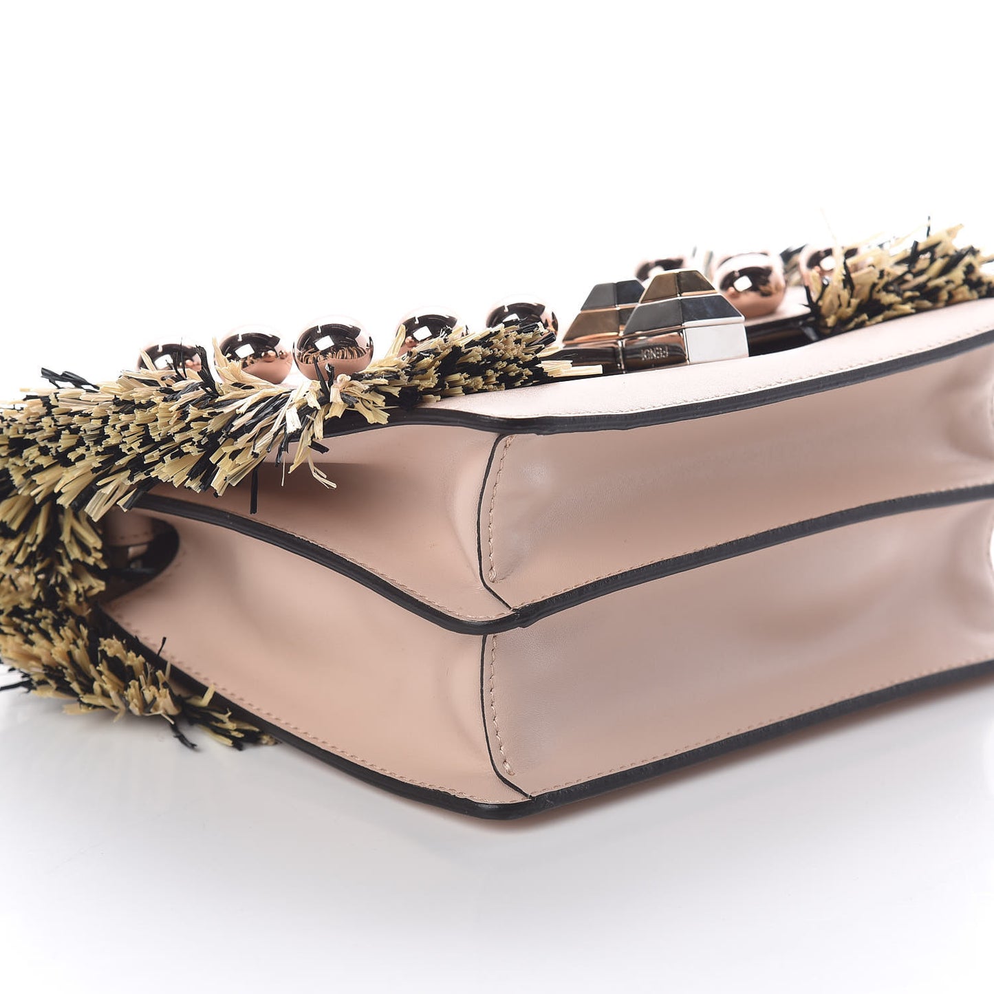 Calfskin Raffia F is Fendi FF Small Kan I Shoulder Bag Plaster Multicolor