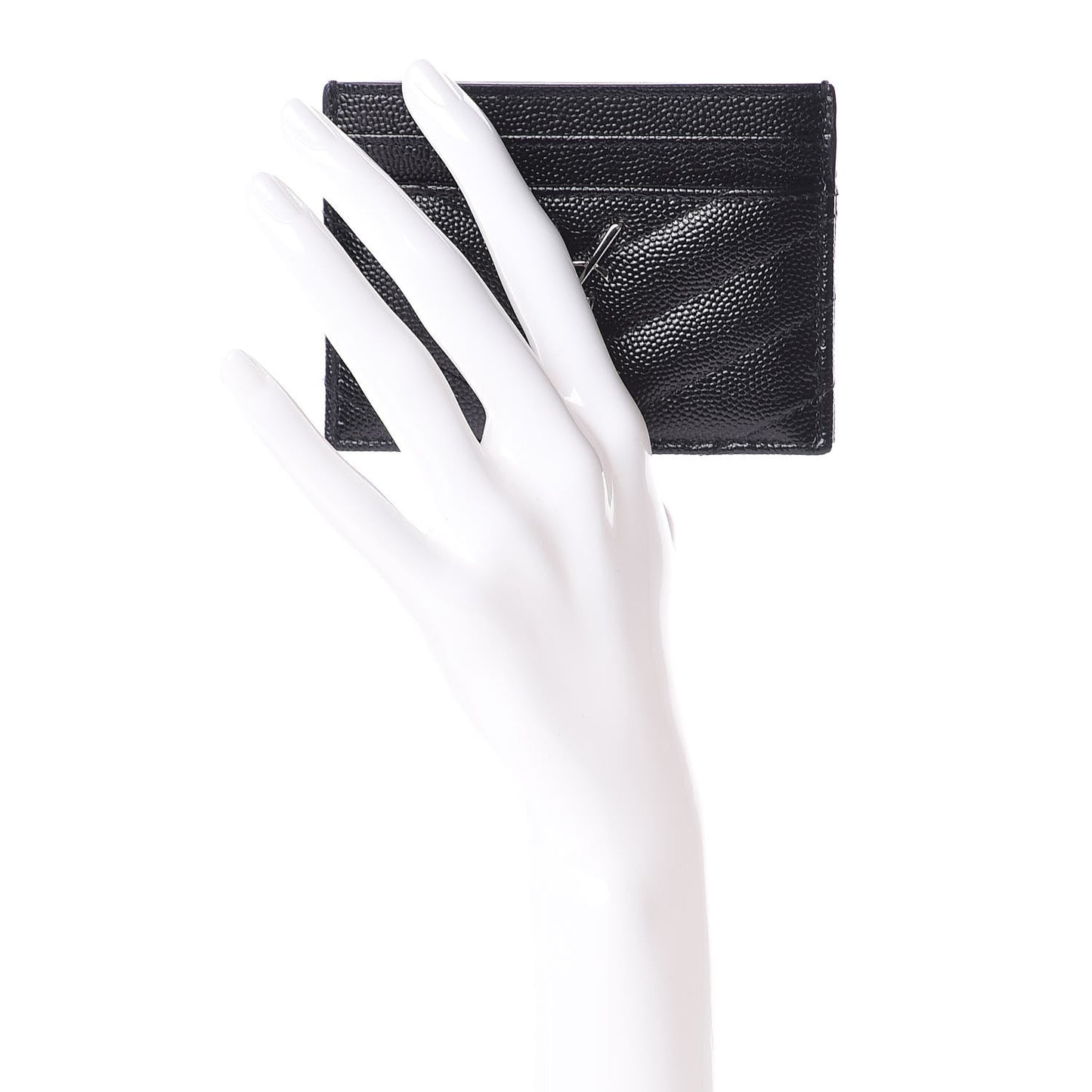 Grain De Poudre Matelasse Chevron Monogram Credit Card Case Black