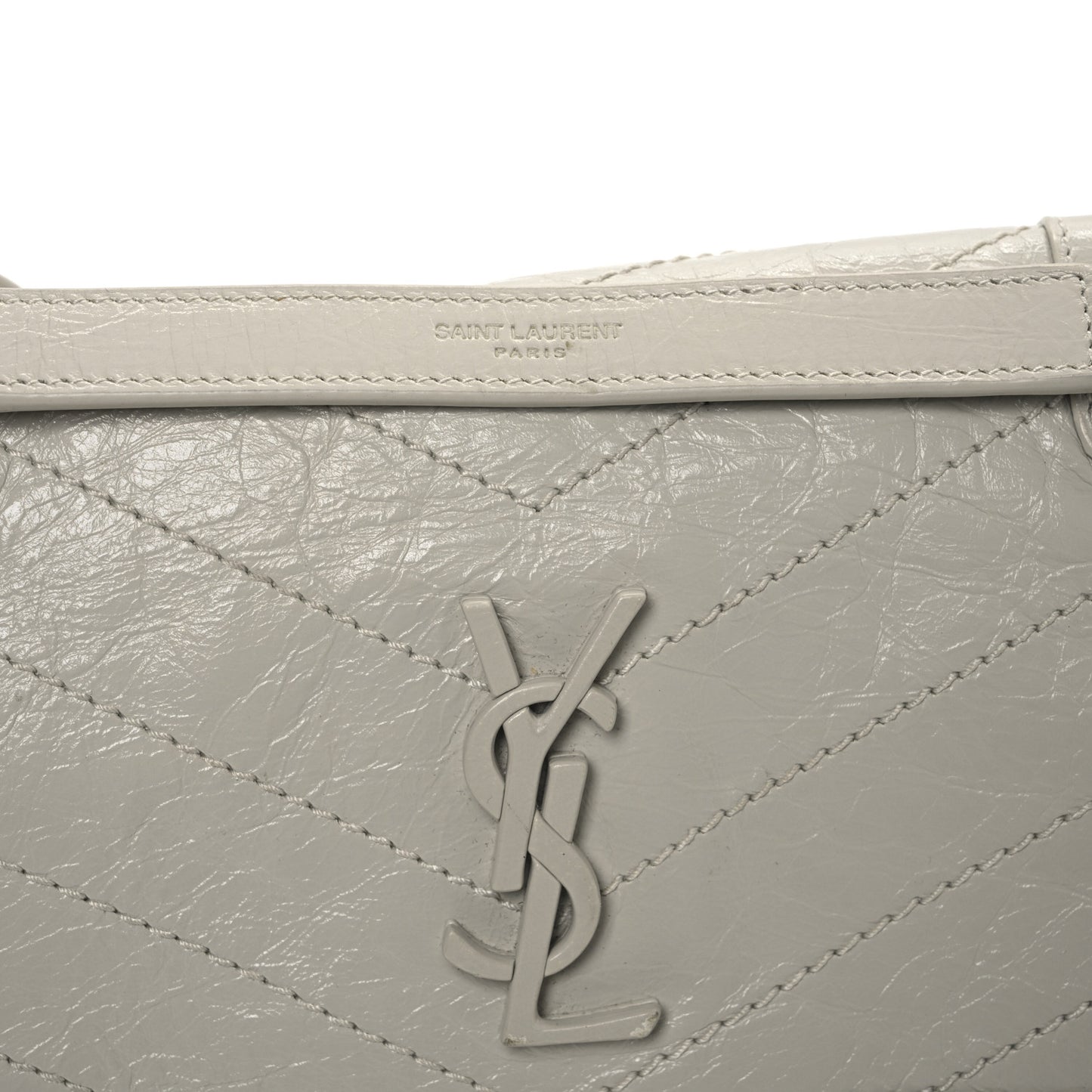 Crinkled Calfskin Matelasse Monogram Baby Niki Chain Satchel Blanc Vintage