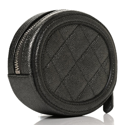 Chanel Metallic Caviar Quilted Filigree Zip Around Classic Coin Purse Dark Silver 3 of 10