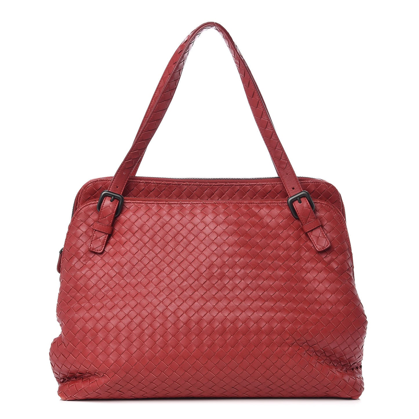 Nappa Intrecciato Double Compartment Tote Red