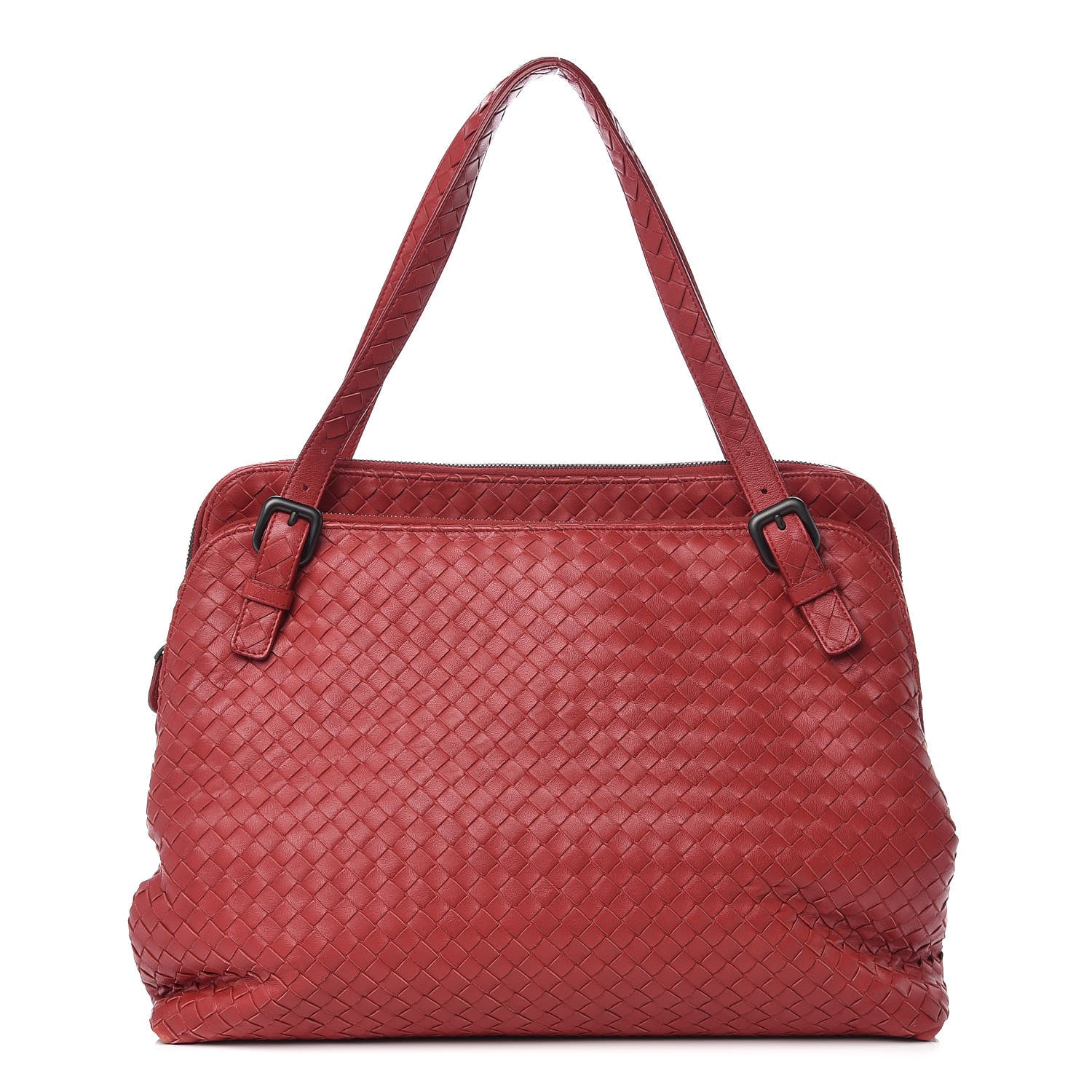 Bottega Veneta Nappa Intrecciato Double Compartment Tote Red 1 of 12