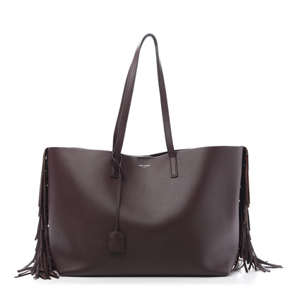 Saint Laurent Calfskin Large Fringe Shopping Tote Amaranto 3 of 14