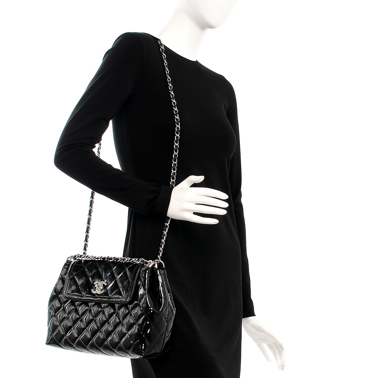 Chanel Patent Quilted Large Coco Shine Accordion Flap Black 2 of 8
