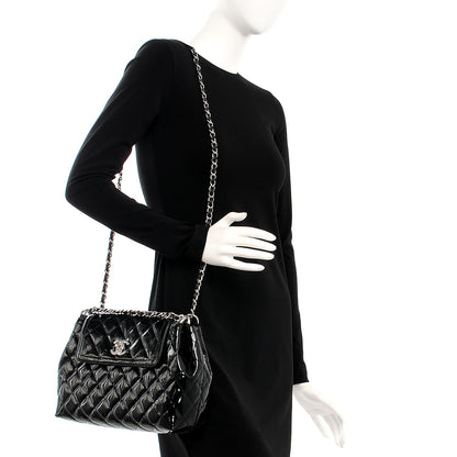 Chanel Patent Quilted Large Coco Shine Accordion Flap Black 2 of 8