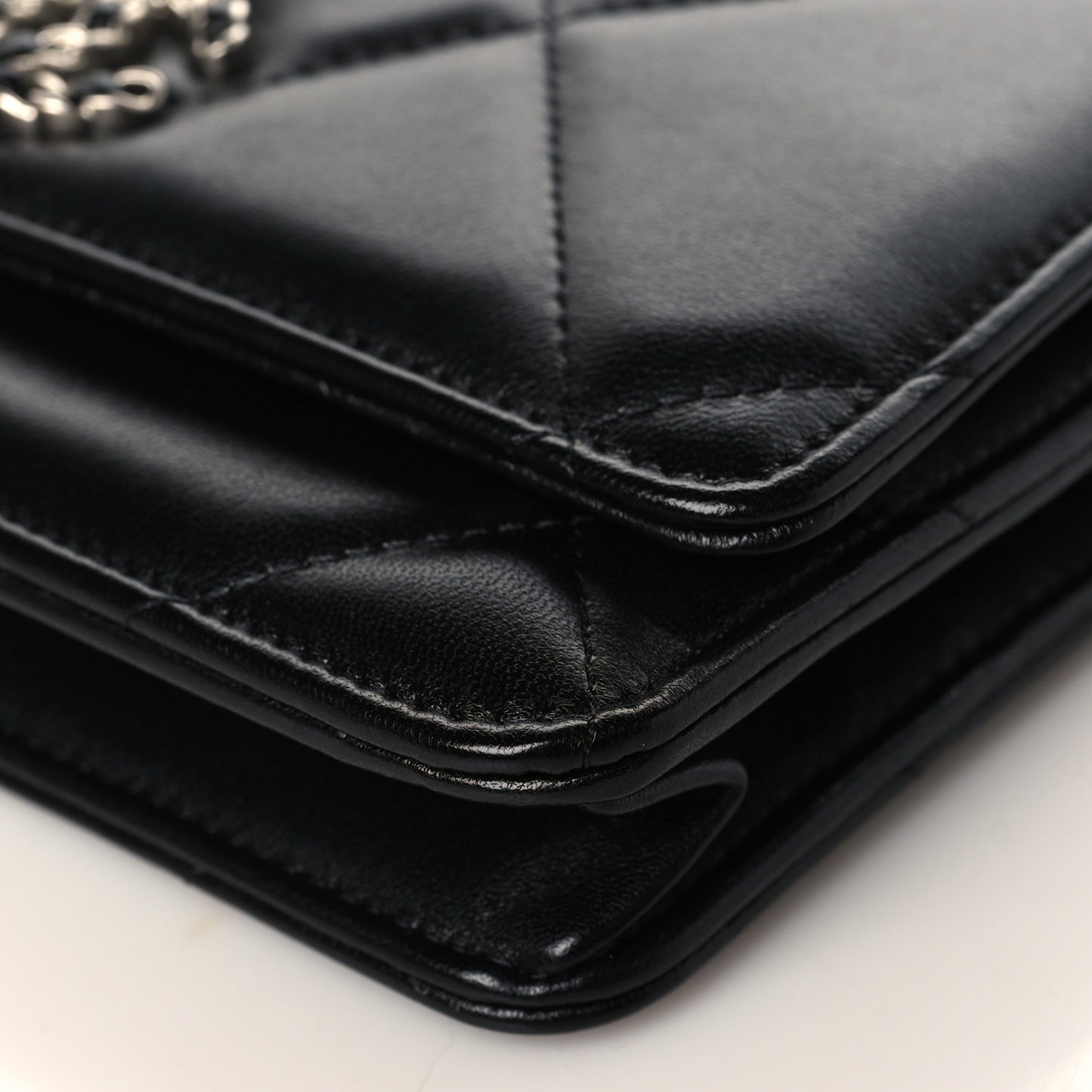 Lambskin Quilted Chanel 19 Wallet On Chain WOC Black