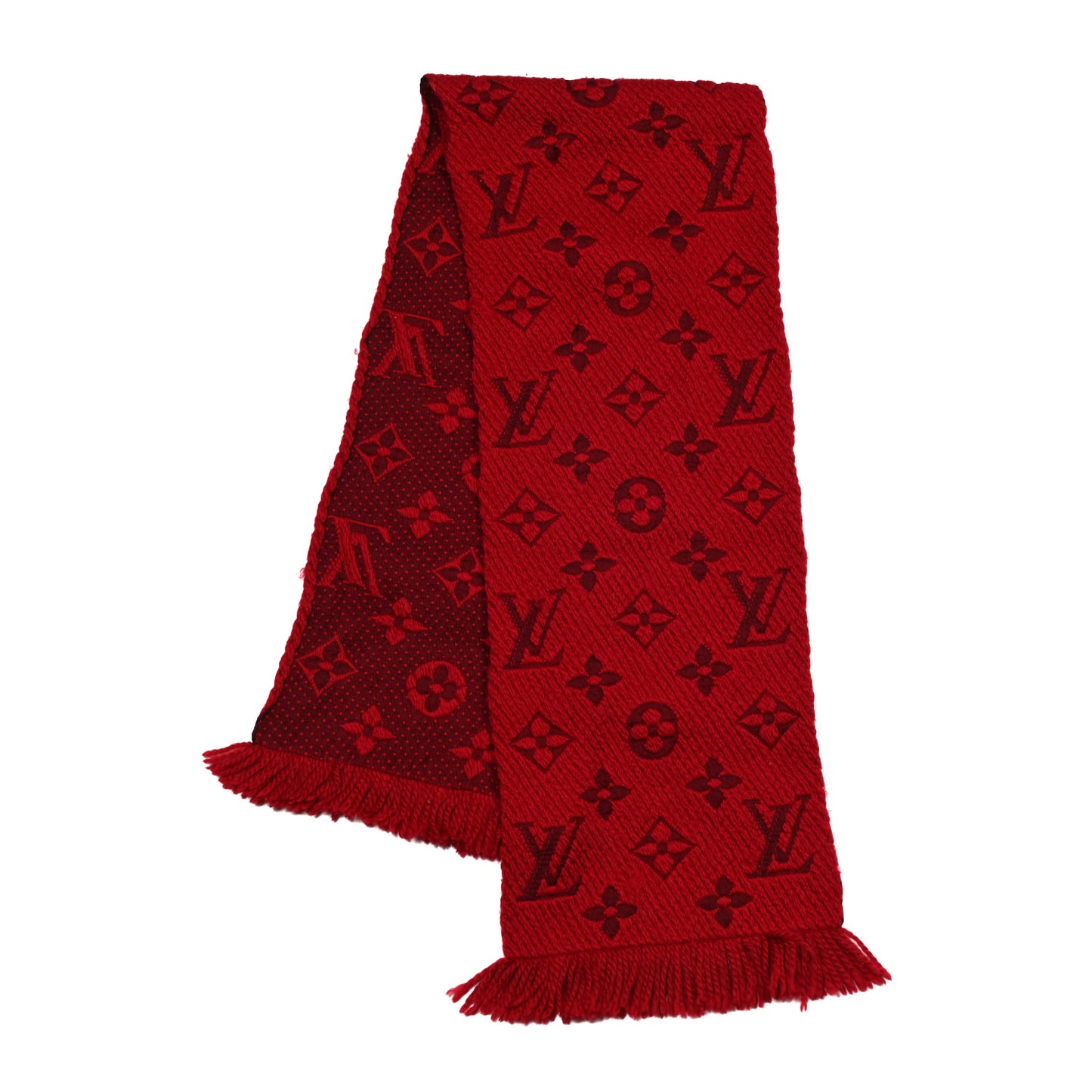 Wool Silk Logomania Scarf Rubis