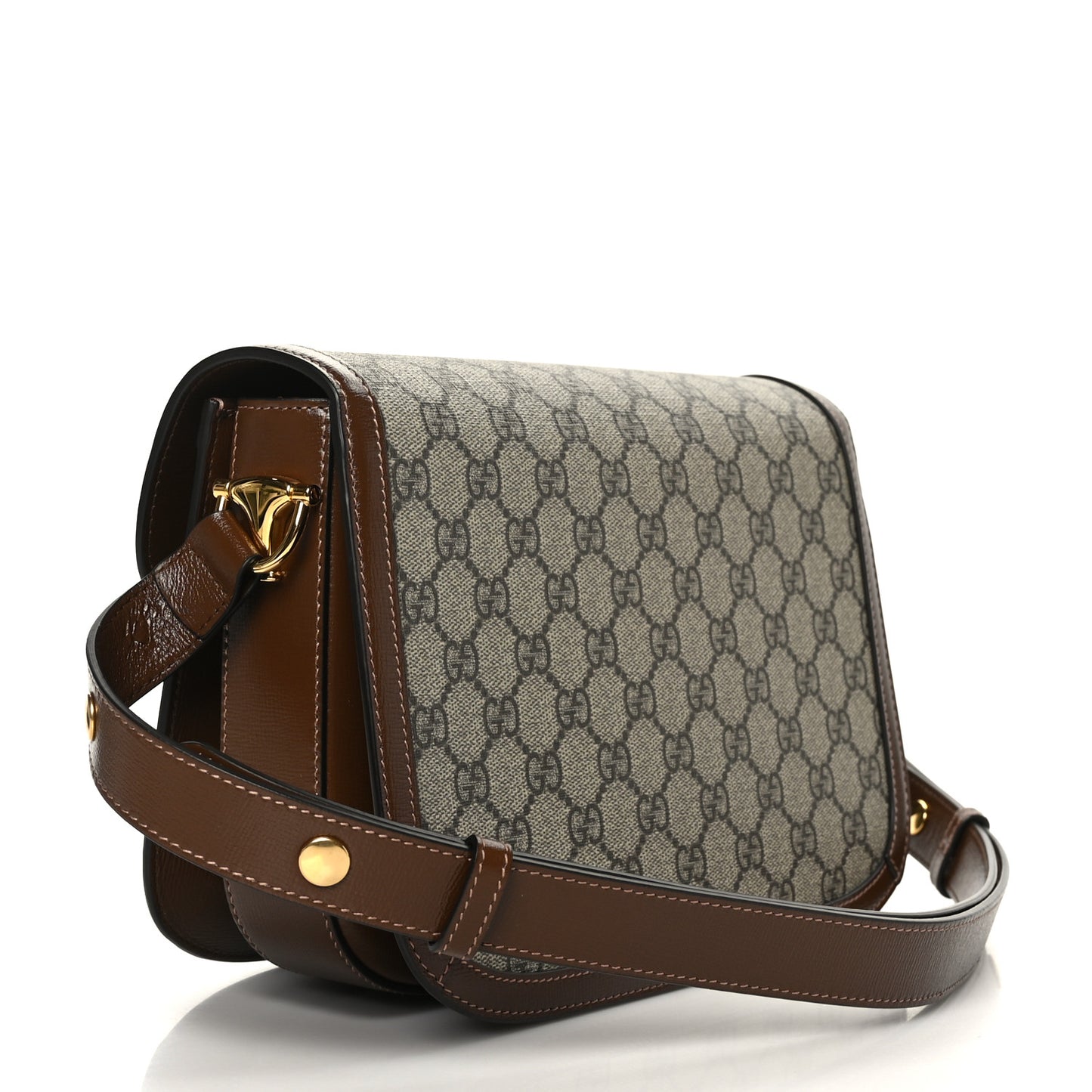 GG Supreme Monogram Horsebit 1955 Shoulder Bag Beige Brown Sugar