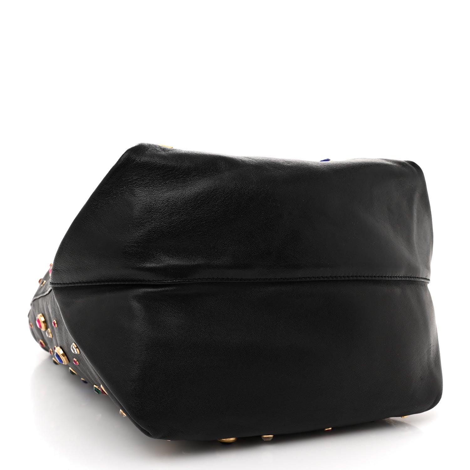 Saint Laurent Lambskin Charm Studded Teddy Drawstring Bag Black 4 of 11