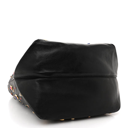 Saint Laurent Lambskin Charm Studded Teddy Drawstring Bag Black 4 of 11