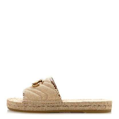 Gucci Straw Elaphe Matelasse GG Marmont Espadrille Slide Sandals 39 Natural Cream Brown 1 of 9