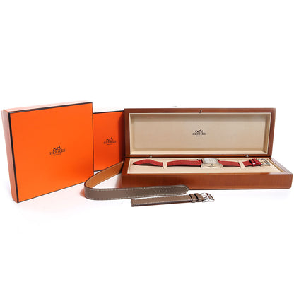 Hermes Stainless Steel Alligator Diamond 26mm Heure H Hour Quartz Watch Rouge Casaque 8 of 11