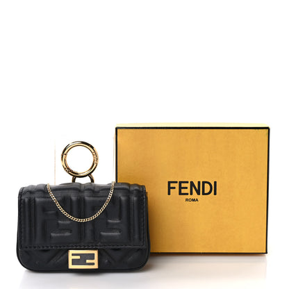 Fendi Nappa Matisse FF Embossed Nano Baguette Charm Black 9 of 9