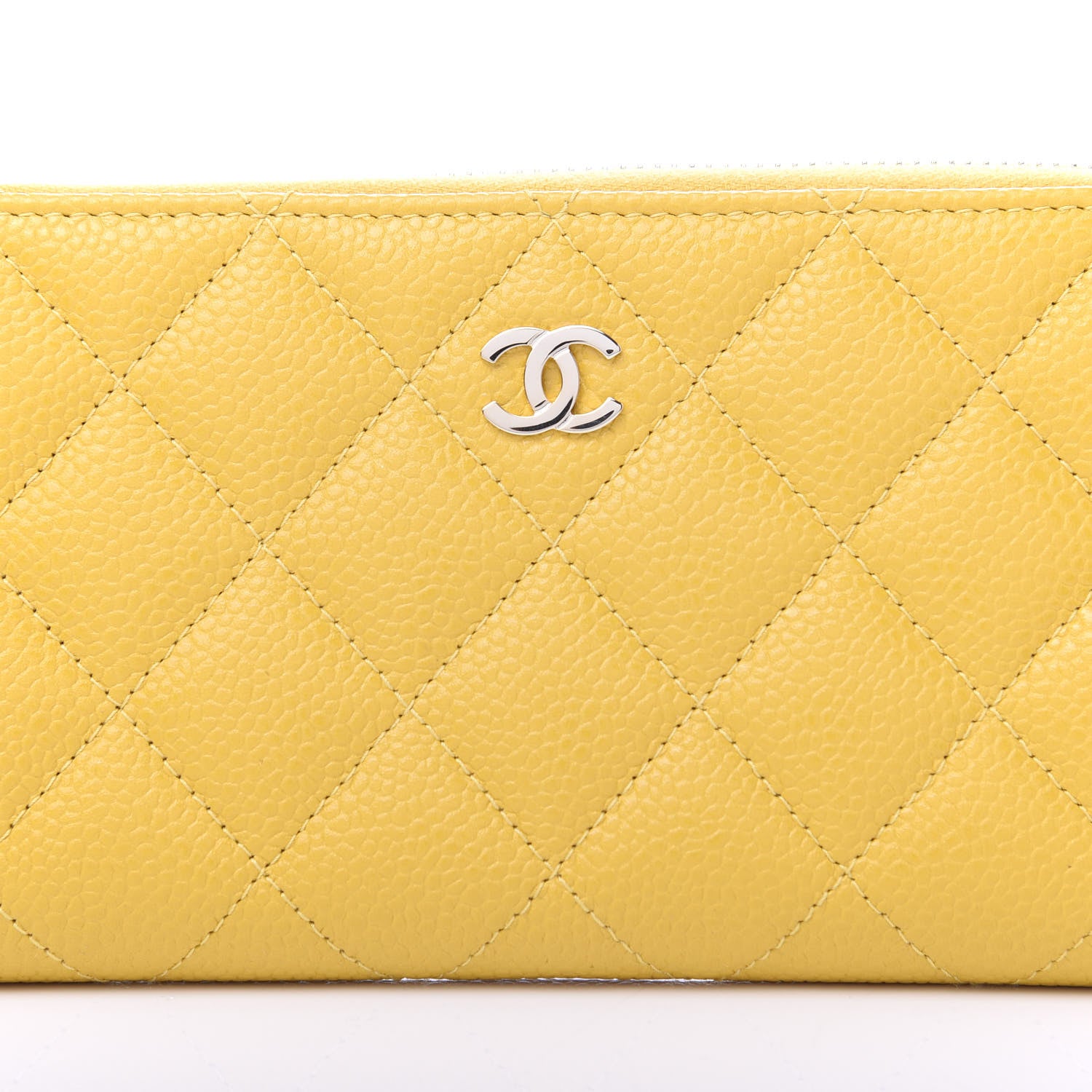Chanel Caviar Quilted Small Zip Around Wallet Yellow 11 of 12