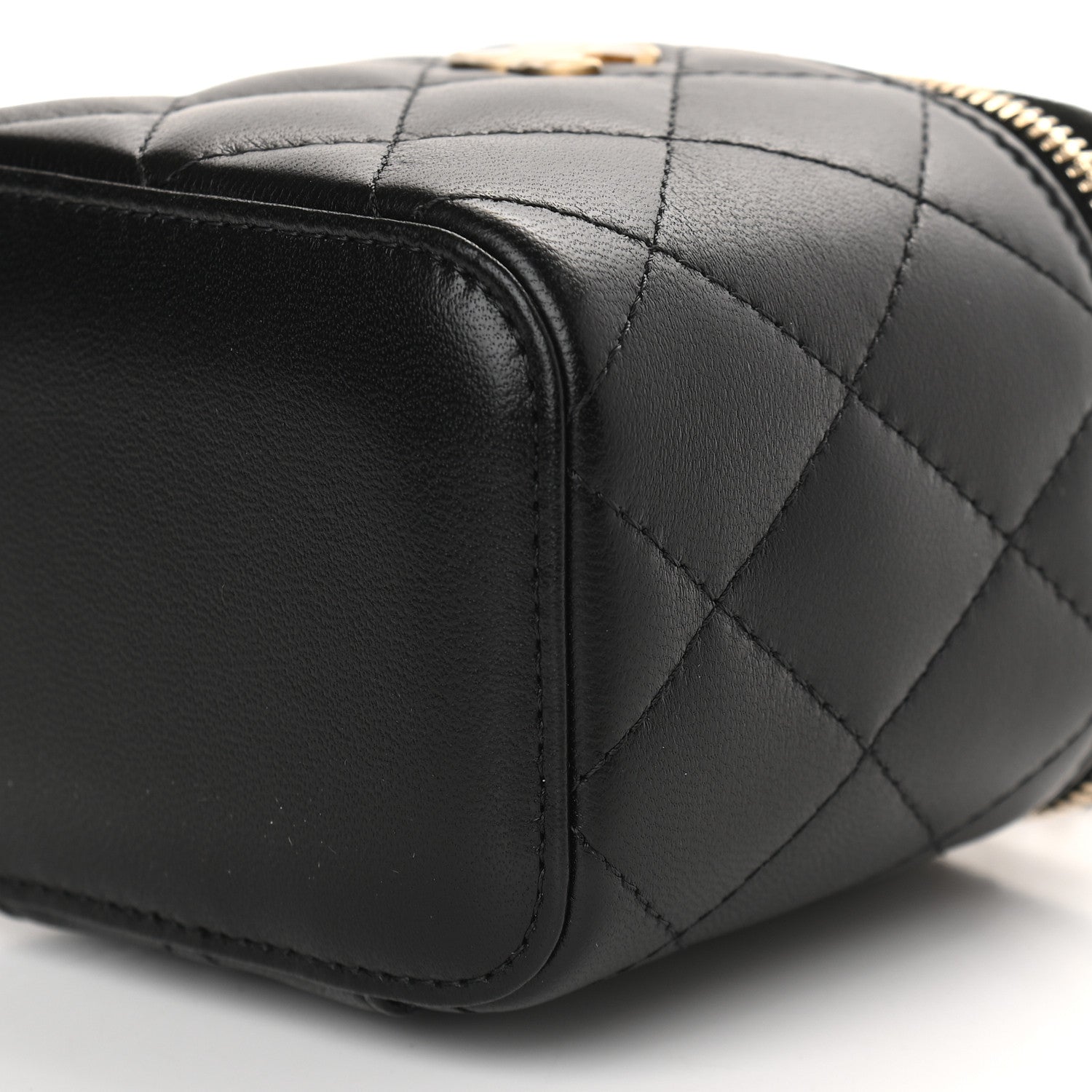 Chanel Lambskin Quilted Top Handle Mini Vanity Case With Chain Black 9 of 9