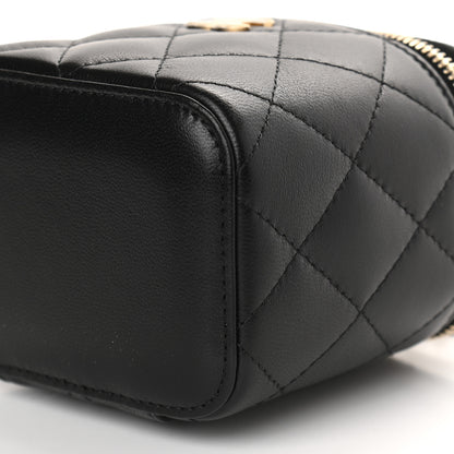 Chanel Lambskin Quilted Top Handle Mini Vanity Case With Chain Black 9 of 9