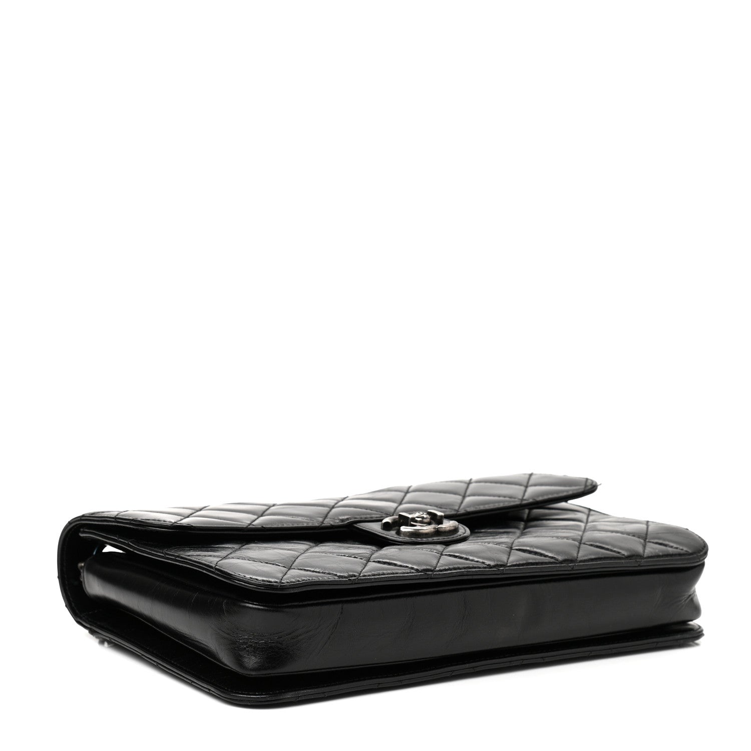 Chanel Glazed Calfskin Quilted Large Perfect Edge Flap Black 4 of 12