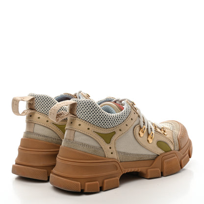 Gucci X SEGA Mesh Canvas Calfskin Womens Flashtrek Sneakers 36 Mystic White Oatmeal Sand Storm 4 of 8