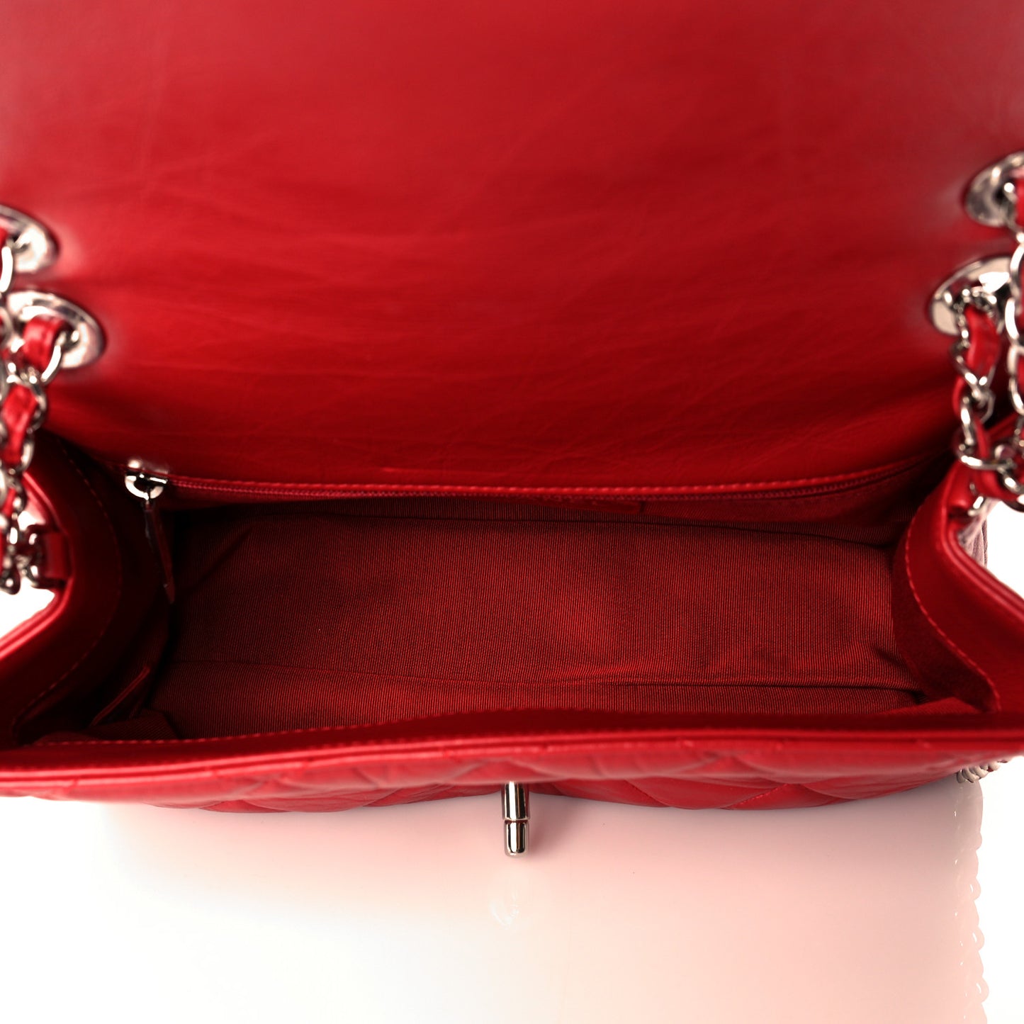 Crumpled Calfskin Medium Chain All Over Flap Red