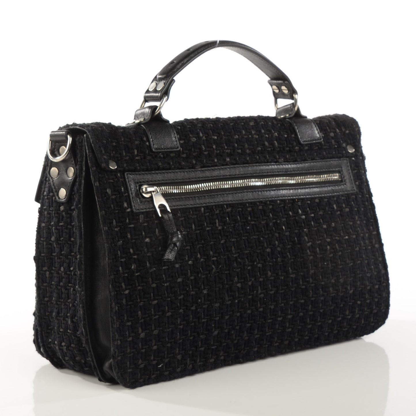 Lorma Tweed Lambskin Medium PS1 Satchel Black