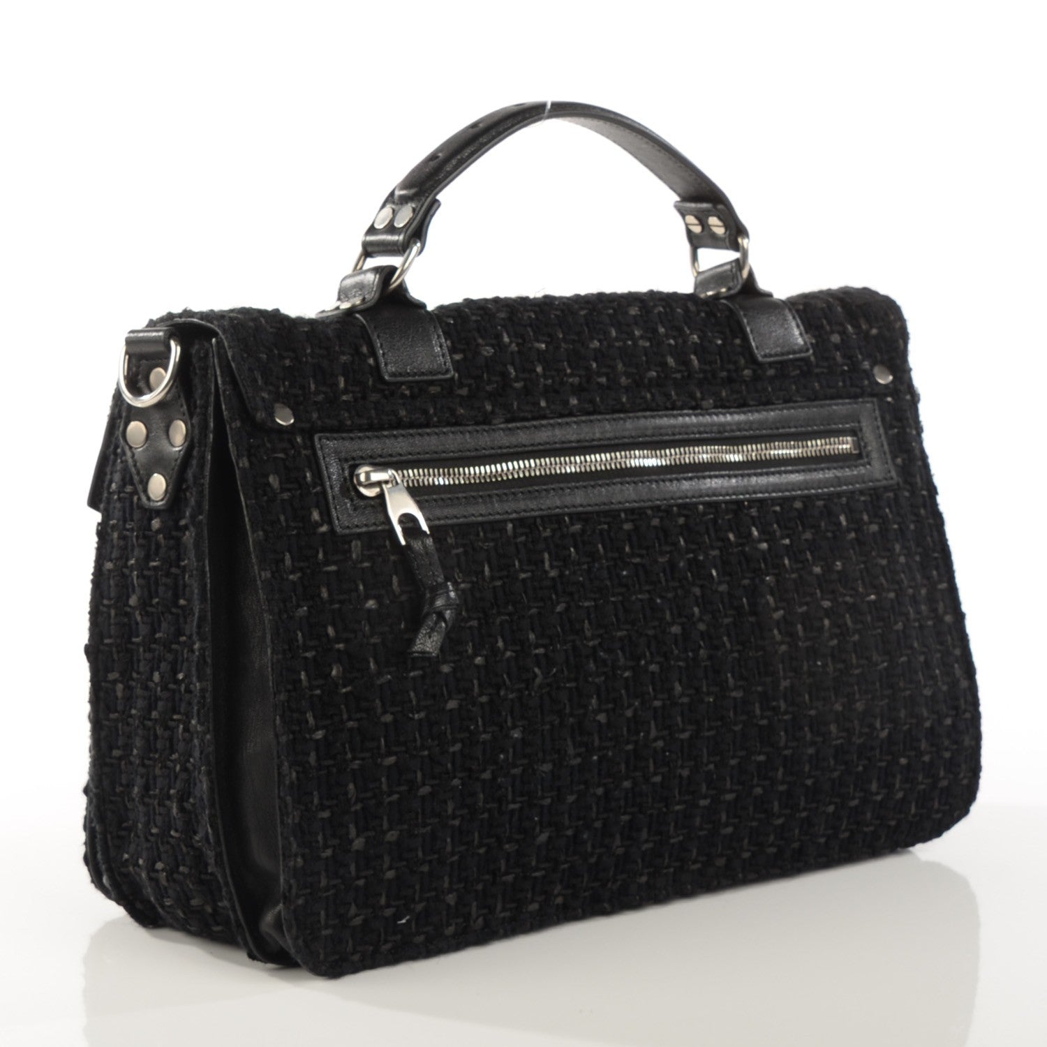 Proenza Schouler Lorma Tweed Lambskin Medium PS1 Satchel Black 7 of 13