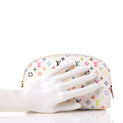 Louis Vuitton Monogram Multicolor Cosmetic Pouch White Litchi 2 of 11