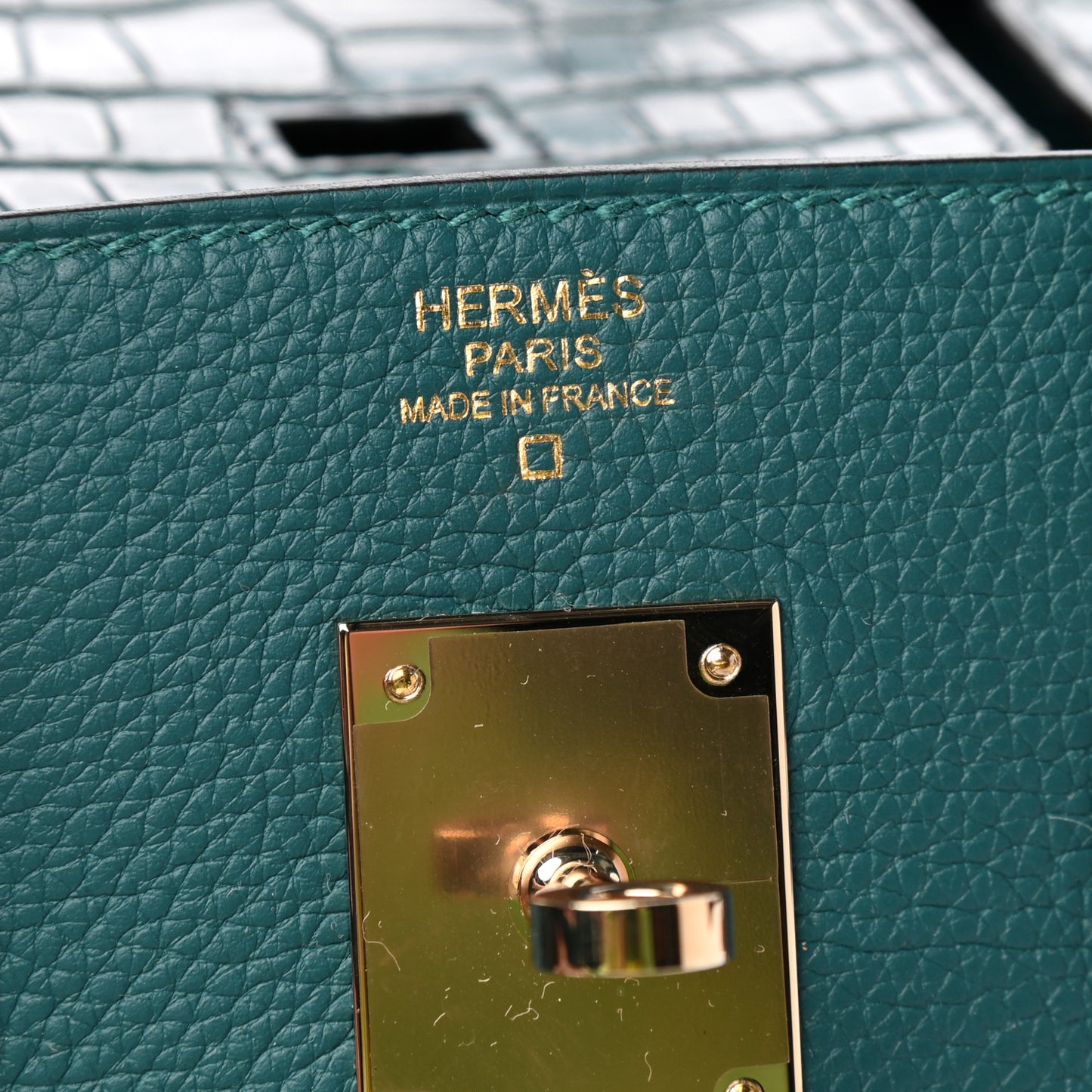 Togo Matte Alligator Birkin Touch 30 Vert Bosphore