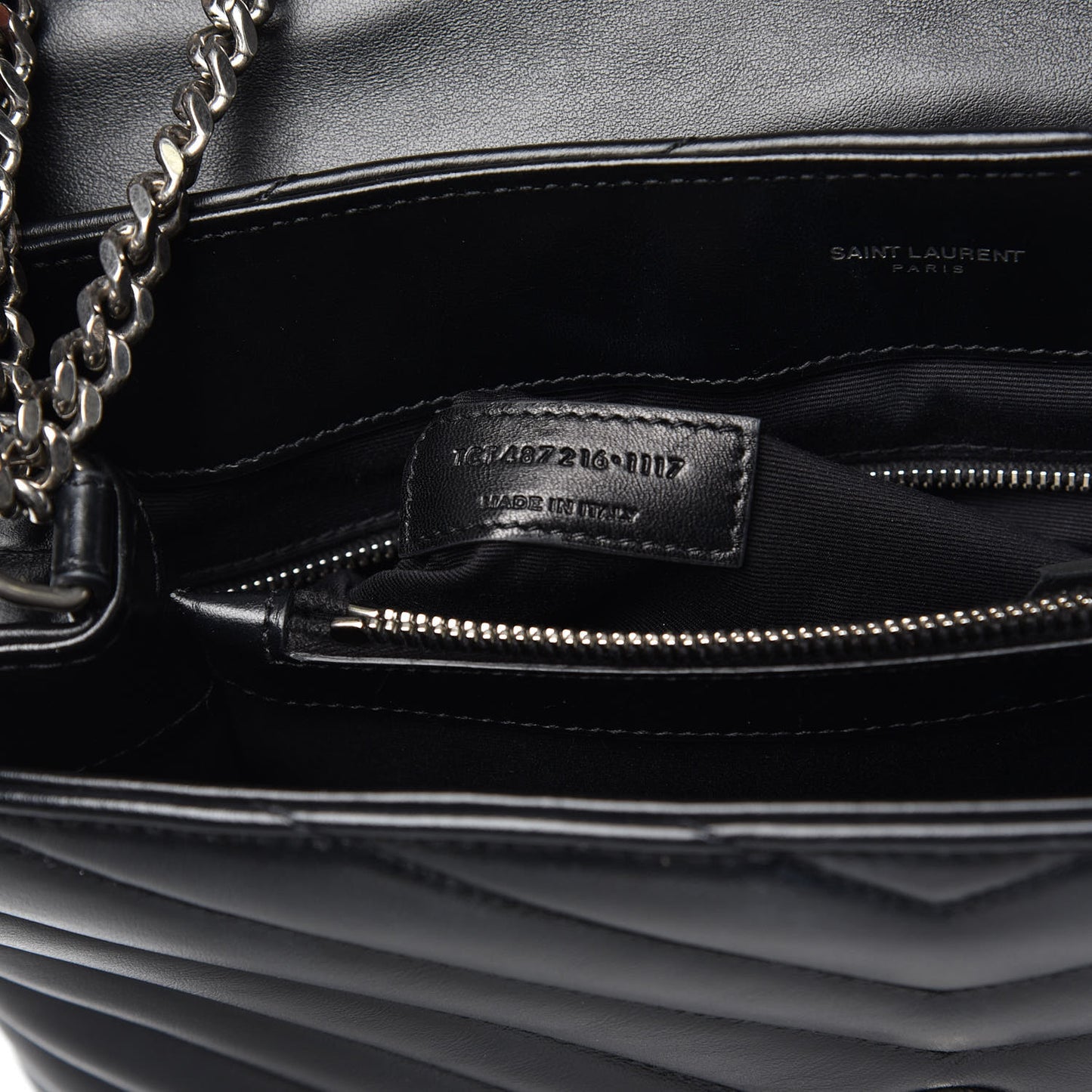 Calfskin Y Quilted Monogram Medium Loulou Chain Satchel Black