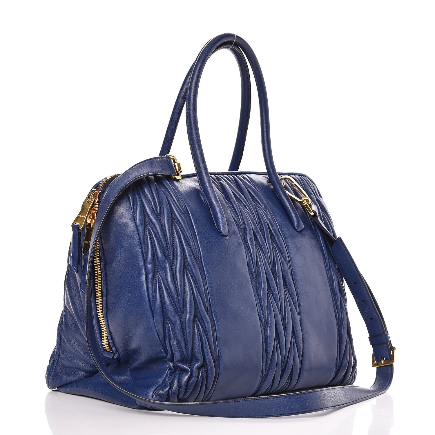 Miu Miu Nappa Matelasse Tote Blue 3 of 18