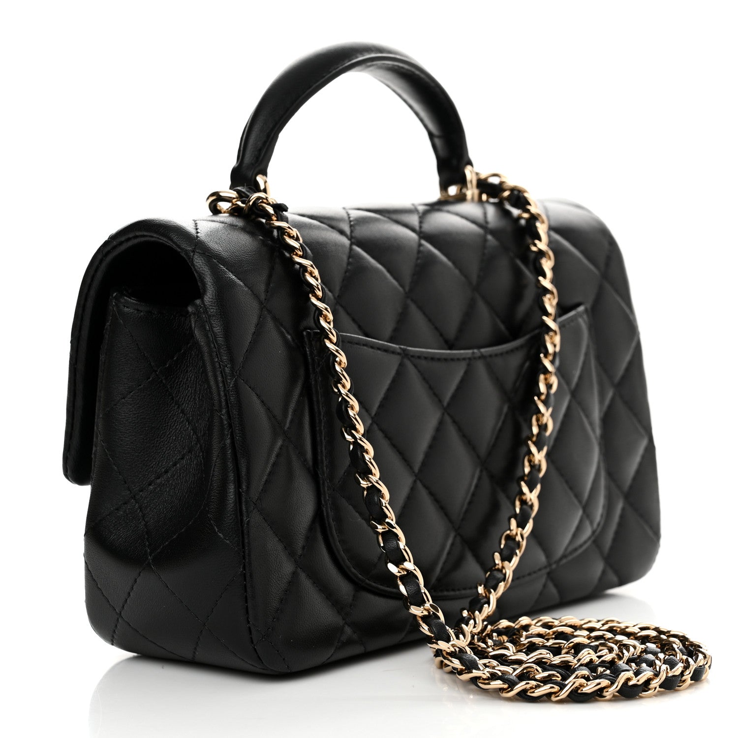 Chanel Lambskin Quilted Mini Top Handle Rectangular Flap Black 3 of 10