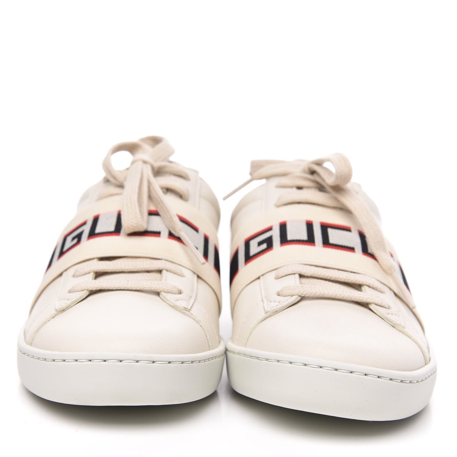 Gucci Calfskin Stripe Womens New Ace Sneakers 36 New Mystic White Ecru Red Flame 2 of 10