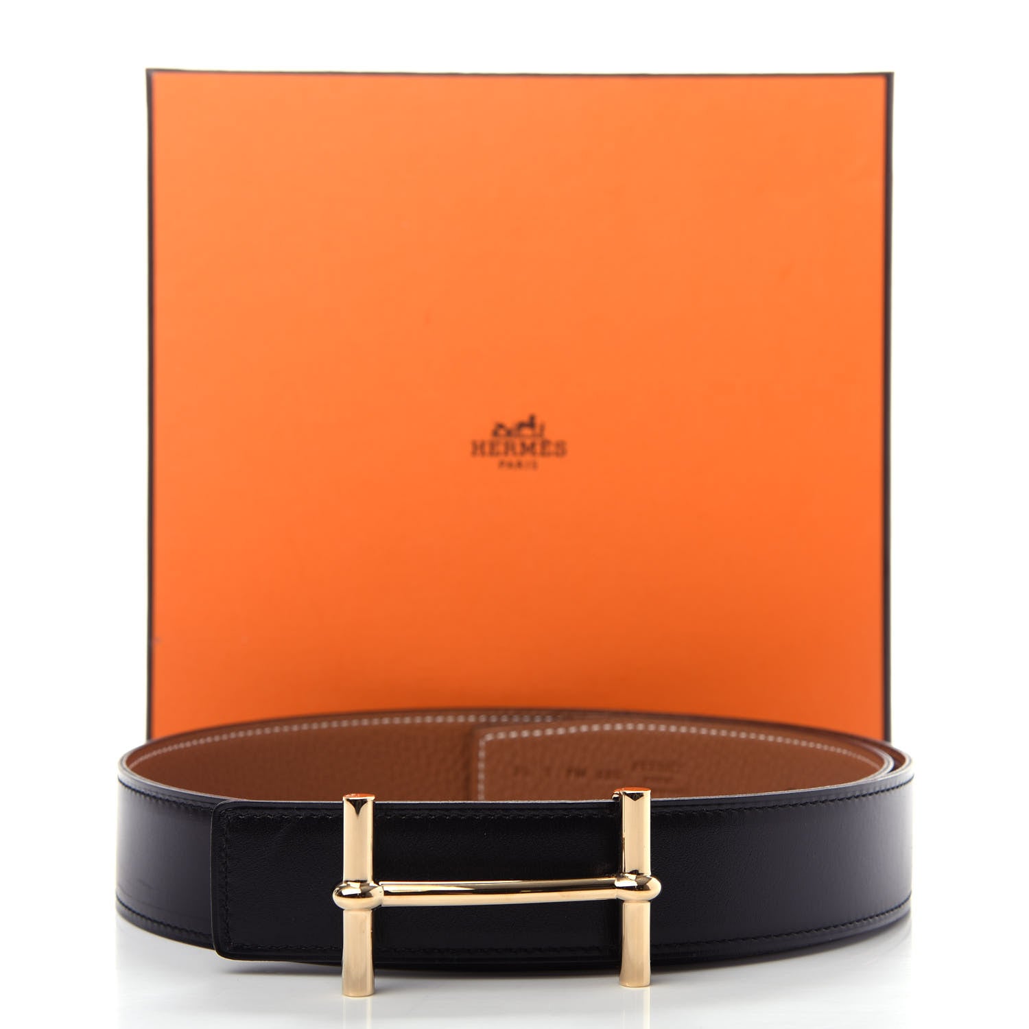 Hermes Box Togo 32mm H d'Ancre Belt 75 30 Black Gold 6 of 6