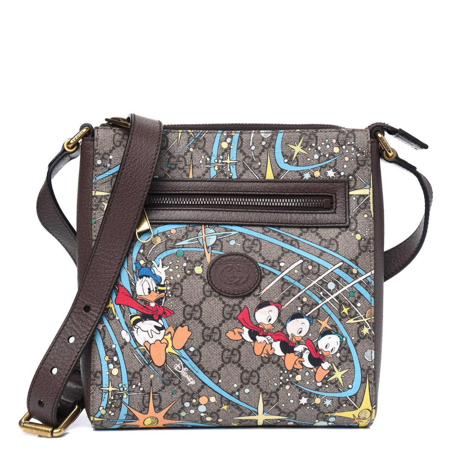 X DISNEY GG Supreme Monogram Donald Duck Interlocking G Messenger Bag Beige Multicolor New Acero