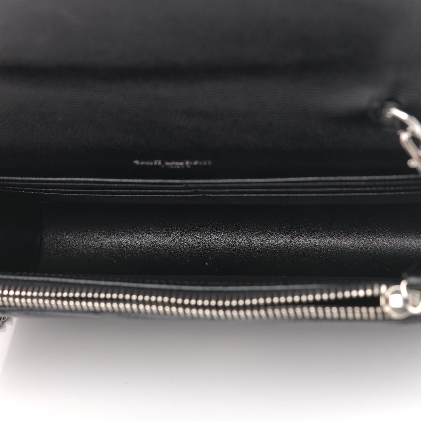 Grain De Poudre Matelasse Chevron Monogram Envelope Chain Wallet Black