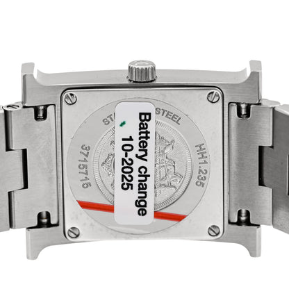 Hermes Stainless Steel Diamond Bezel Mother of Pearl 21mm Heure H Hour Quartz Watch 4 of 5