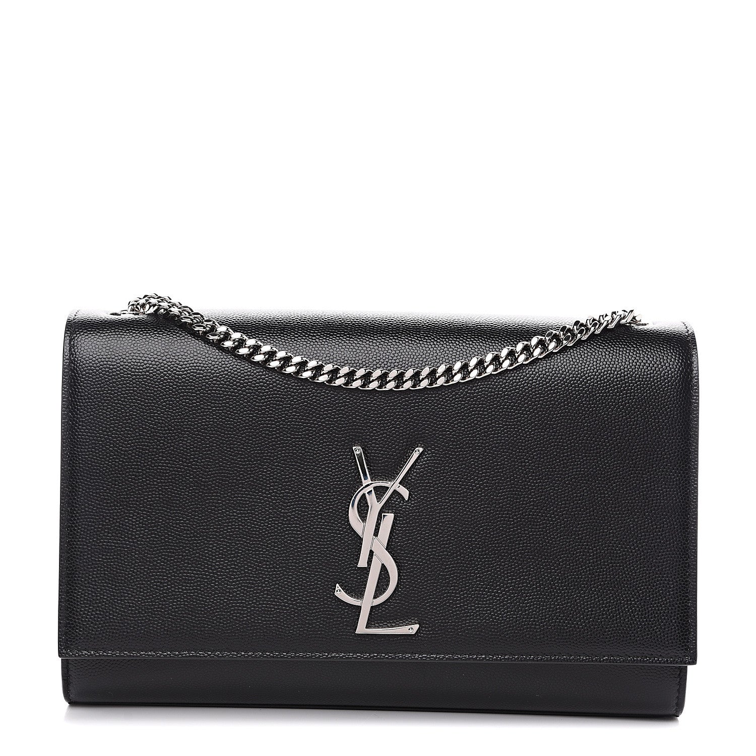 Saint Laurent Grain De Poudre Large Classic Monogram Kate Satchel Black 1 of 8