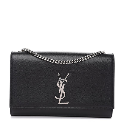 Saint Laurent Grain De Poudre Large Classic Monogram Kate Satchel Black 1 of 8