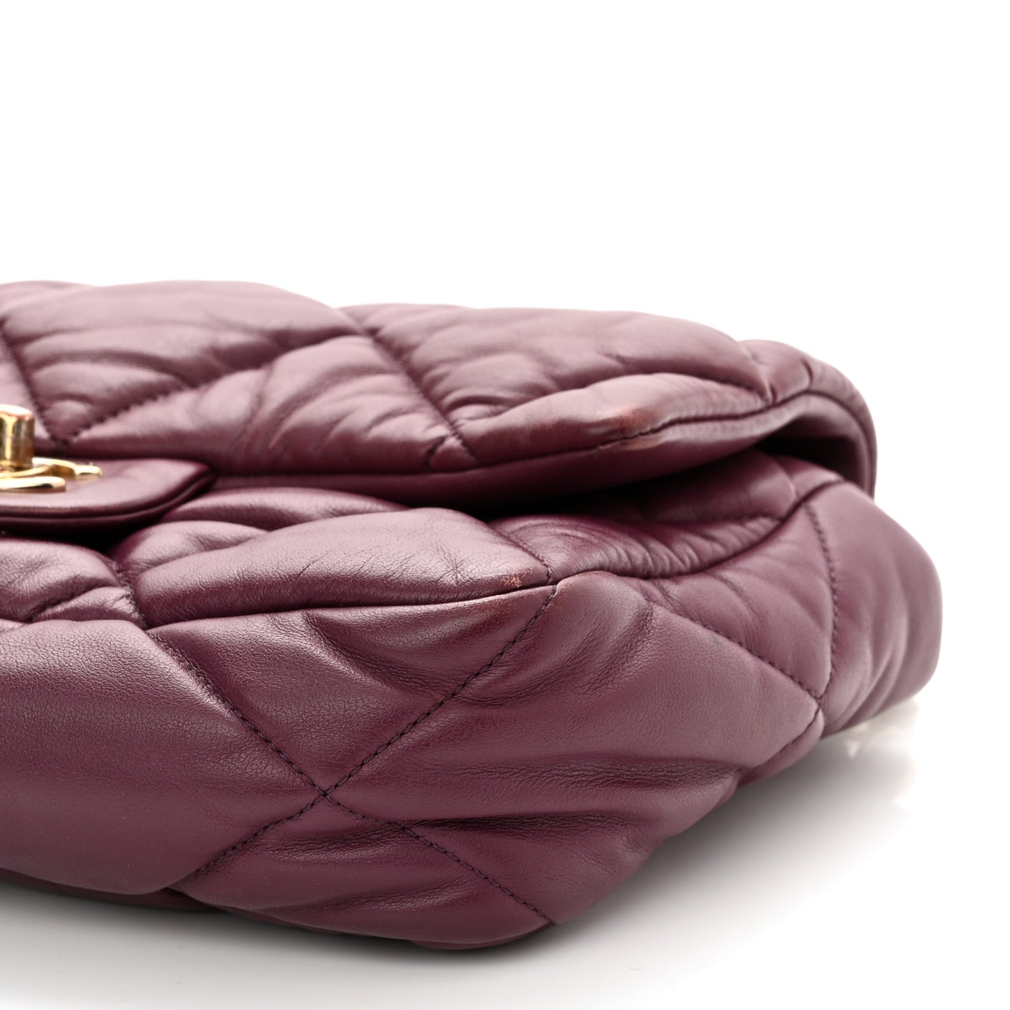 Calfskin Quilted Medium Bubbly Flap Burgundy