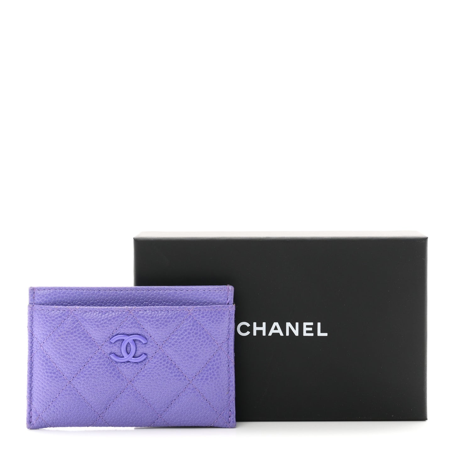Caviar Quilted Incognito Card Holder Purple