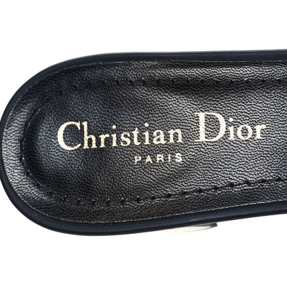 Christian Dior Cotton Embroidered Dway 40mm Slide Sandals 39 Deep Blue 7 of 8