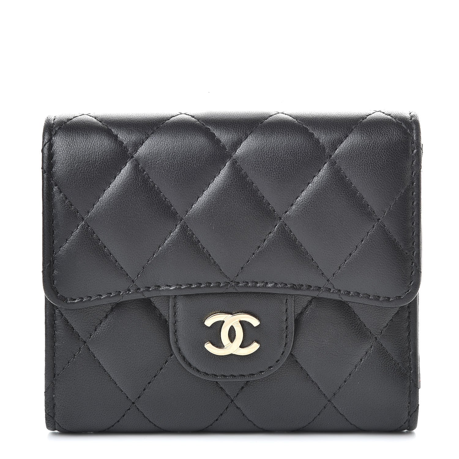 Chanel Lambskin Quilted Compact Flap Wallet Black 1 of 10
