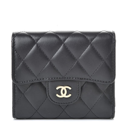 Chanel Lambskin Quilted Compact Flap Wallet Black 1 of 10